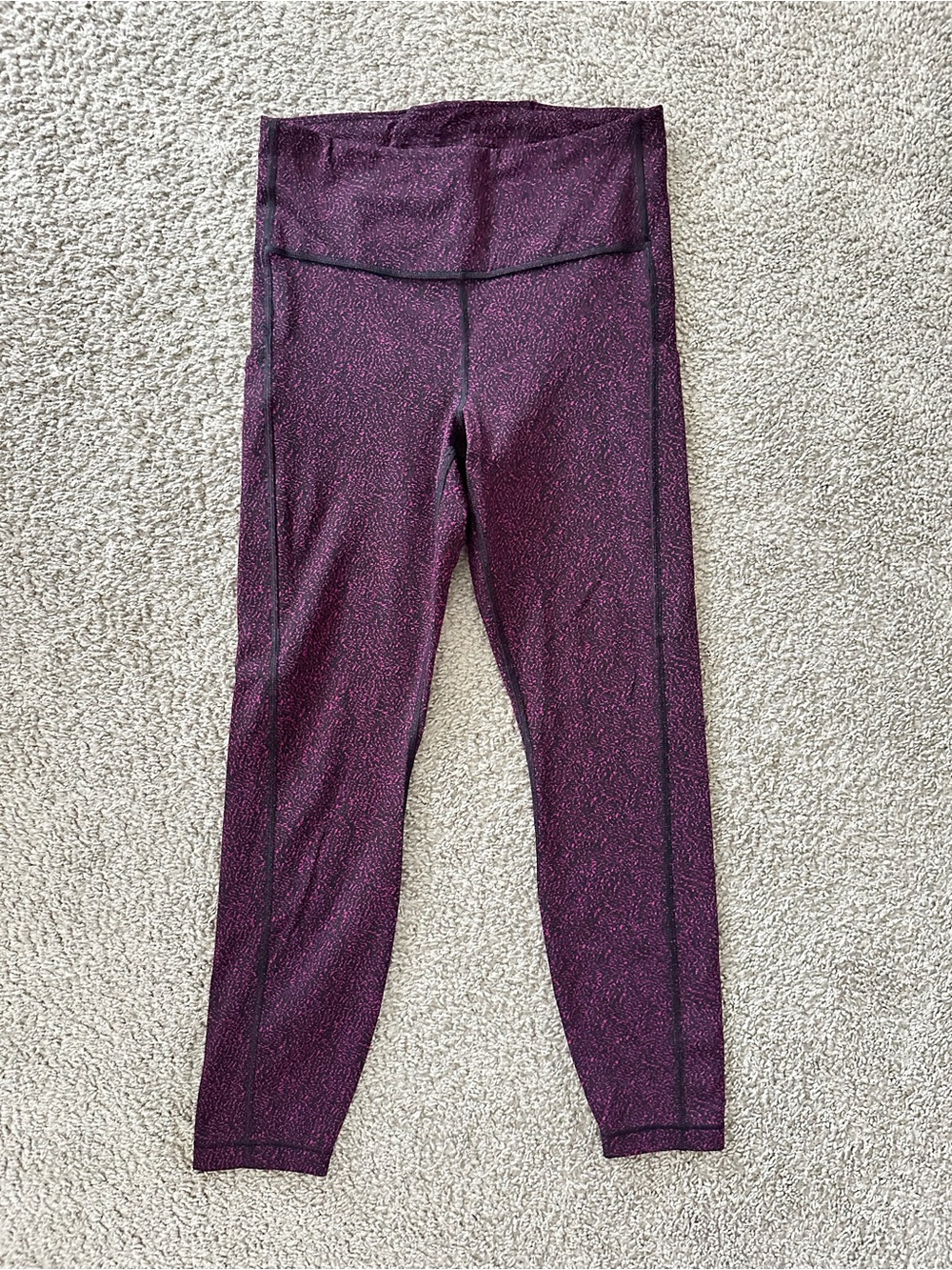 Athleta Maroon and Pink Textured 7/8 Tights